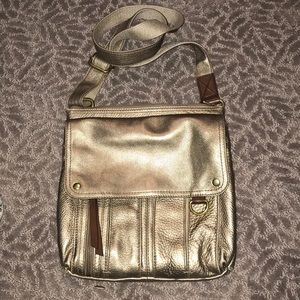 Fossil crossbody metallic leather